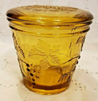 Antique Amber Powder Jar With Lid