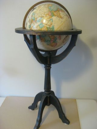 Large Vintage 12 " Diameter " Replogle " World Globe W/wood Stand