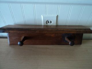 Vintage Wood Wooden Wall Display Shelf With 2 Pegs 14 " X 4 "