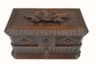 Antique Black Forest Hand Carved Jewelry Box,  German.