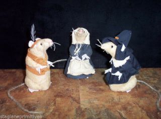 Cute 5 " Tall Thanksgiving Pilgrim & Indian Mice Mouse Sewing Pattern Holiday