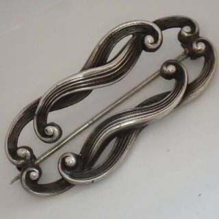 Antique Victorian Art Nouveau William B Kerr Sterling Silver Repousse Brooch