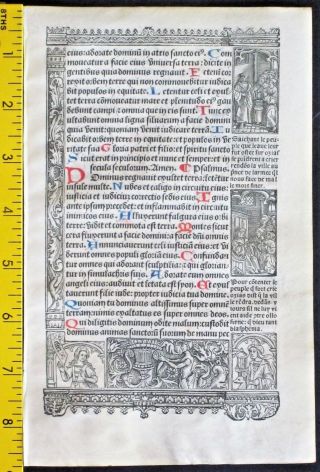 Lge.  Printed Medieval Boh,  French Description Of Border Scenes,  Simon Vostre,  C.  1512