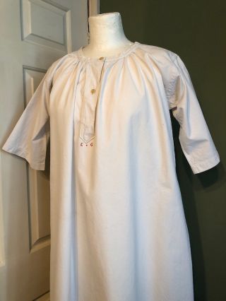 Lovely Vintage French White Cotton Nightdress Night Dress E G Monogram