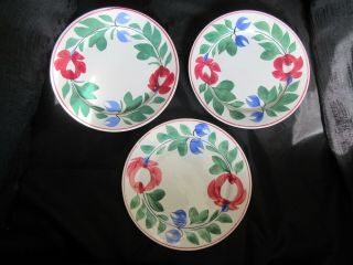 (3) Antique Staffordshire Adams Rose 9 " Plates (2 - Vg) 1 - Small Chip