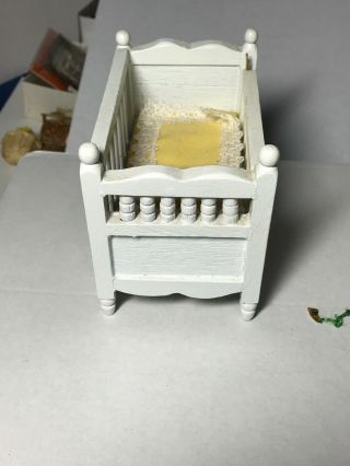VINTAGE DOLLHOUSE MINIATURE CRIB TOY BOX AND MORE 3