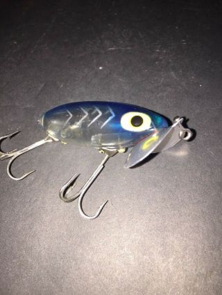 Vintage Fred Arbogast JITTERBUG Clear Lure With Blue Back Fishing Lure 2