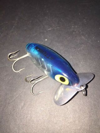 Vintage Fred Arbogast JITTERBUG Clear Lure With Blue Back Fishing Lure 5