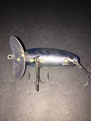 Vintage Fred Arbogast JITTERBUG Clear Lure With Blue Back Fishing Lure 6