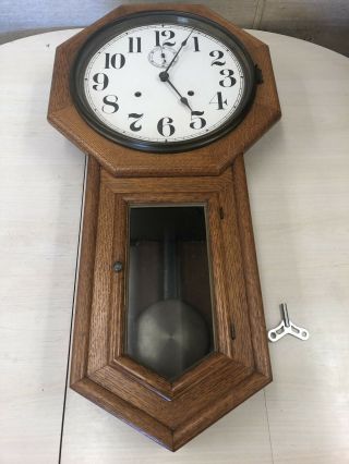 Antique Seth Thomas Oak Regulator Clock