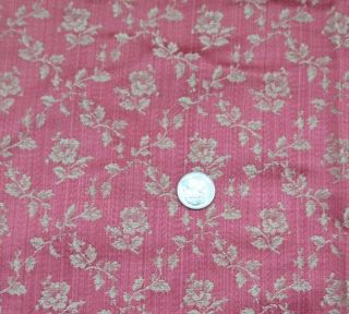 Antique 1890 French Raspberry Floral Lyon Silk Fabric Sample 27 " L X 26 " W