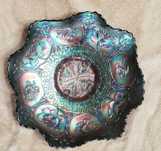 Fenton Dragon & Lotus Antique Carnival Art Glass Ruffled Bowl