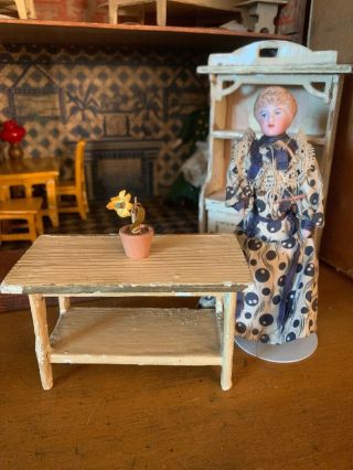 Antique German Gottschalk Dollhouse Parlor Library Table