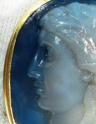 Antique Queen Cleopatra,  Hard Stone Cameos,  Emperial Blue,  Estimate $770 - 1050