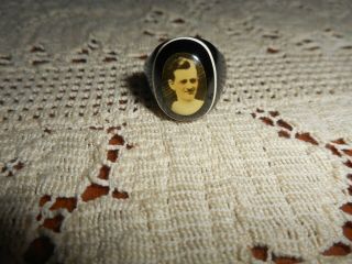 Gorgeous Antique Celluloid Photo Mourning Prison Ring 2