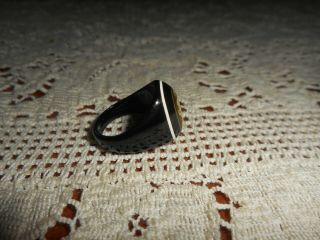 Gorgeous Antique Celluloid Photo Mourning Prison Ring 4