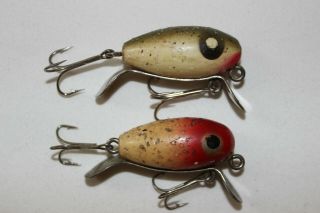 2 Vintage PAW PAW 2700 JIG A LURE Wood Fishing Lures 1 5/8 