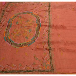Sanskriti Antique Vintage Saree 100 Pure Silk Hand Beaded Craft Fabric Sari