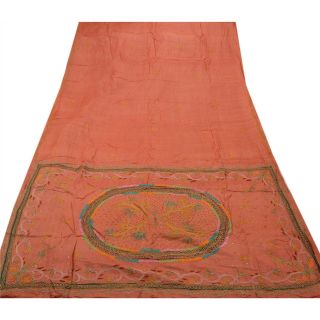 Sanskriti Antique Vintage Saree 100 Pure Silk Hand Beaded Craft Fabric Sari 3