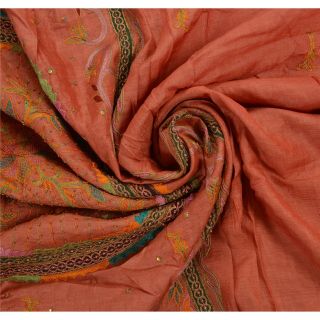 Sanskriti Antique Vintage Saree 100 Pure Silk Hand Beaded Craft Fabric Sari 4