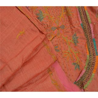 Sanskriti Antique Vintage Saree 100 Pure Silk Hand Beaded Craft Fabric Sari 6