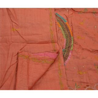 Sanskriti Antique Vintage Saree 100 Pure Silk Hand Beaded Craft Fabric Sari 7