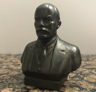 Vintage Soviet Russian Metal Bust Of Communist Leader Vladimir Lenin Ussr