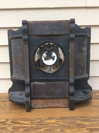 Antique Unusual Ansonia Parlor Clock Case,  W/ Movement,  Parts / Restoration Pro