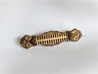 Lovely Vintage Victorian Antique Gold Filled Mourning Bar Pin Brooch 2 " Long