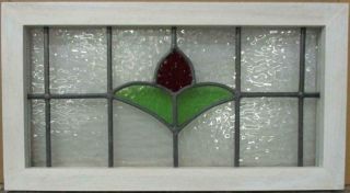 Midsize Old English Leaded Stained Glass Window Pretty Simple Floral 23.  5 " X 13 "