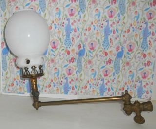 Antique Steampunk Brass Gas Wall Sconce Light Swing Arm Globe Upcycle