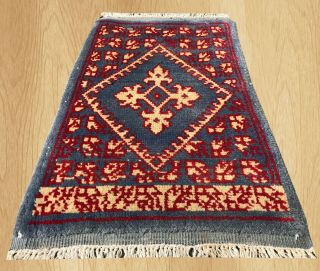 Authentic Hand Knotted Vintage Morocco Wool Area Rug 2.  4 X 1.  5 Ft (2264)