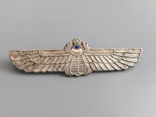 Antique Art Deco English Sterling Silver Egyptian Revival Pin Brooch