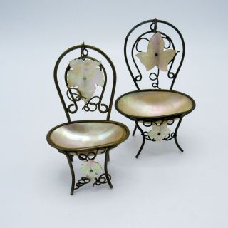 Antique French Mini Chairs Jewelry Displays MOP Palais Royal Ormolu,  NR 2