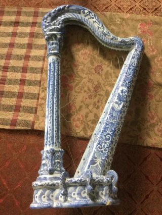 Antique Porcelain Faience Decorative Harp