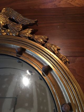 Antique Large Federal Eagle Convex Gold Wood Mirror 4