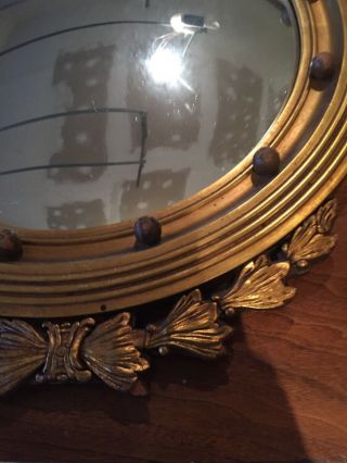 Antique Large Federal Eagle Convex Gold Wood Mirror 6