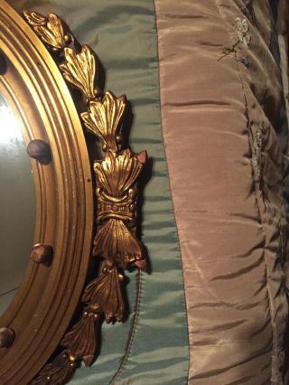 Antique Large Federal Eagle Convex Gold Wood Mirror 8