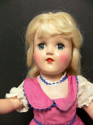 Lovely Vintage 14 " P - 90 Ideal Toni Doll Platinum Blonde Hair Tagged Dress