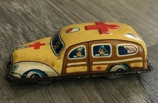 Antique Vintage Ambulance Friction Toy Tin Car Japan 1960 