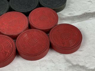 Set of 24 Antique Wooden Checkers 2