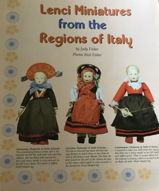 6p History Article,  Color Pics - Lenci Miniatures From The Regions Of Italy