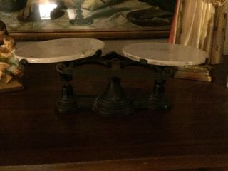 Antique Cast Iron And Brass And Porcelain Balance Scale No.  4