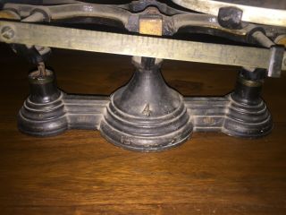 ANTIQUE CAST IRON AND BRASS AND PORCELAIN BALANCE SCALE NO.  4 3