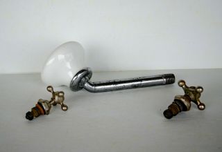 Antique Porcelain Shower Head & Two Hot Water Faucet Handles 3