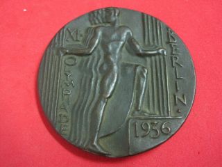 Antique Xi Olympiade Berlin 1936 Bronze Medal Signed Otto Placzek Rare