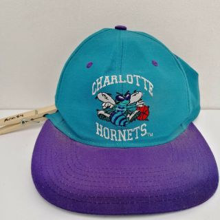 Vintage 90s Charlotte Hornets Nba Snapback Cap Clark Sportswear A54