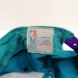 VINTAGE 90S CHARLOTTE HORNETS NBA SNAPBACK CAP CLARK SPORTSWEAR A54 5