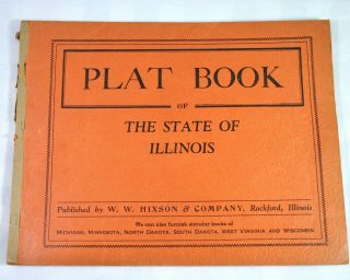 Vtg 1930s Atlas Plat Book Of Illinois State Hixson County Map Towns Railroad Il