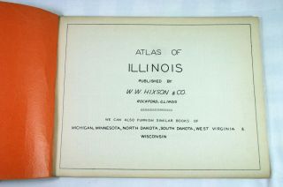 VTG 1930s Atlas Plat Book of Illinois State Hixson county map towns railroad IL 2